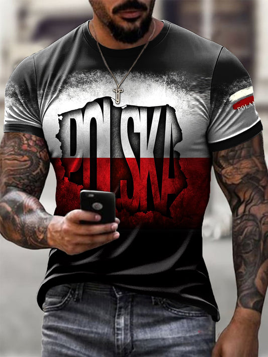 Męski styl vintage w trudnej sytuacji polski T-Shirt
