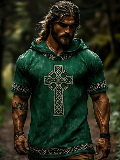 Męska koszulka z krótkim rękawem Celtic Retro z kapturem