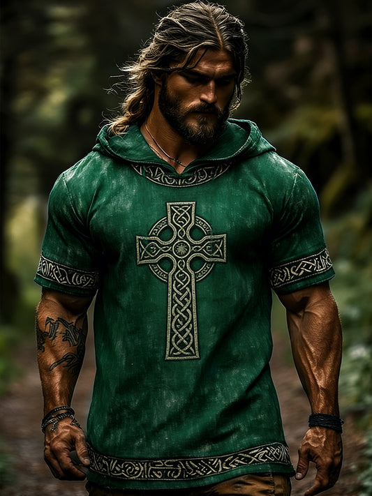 Męska koszulka z krótkim rękawem Celtic Retro z kapturem