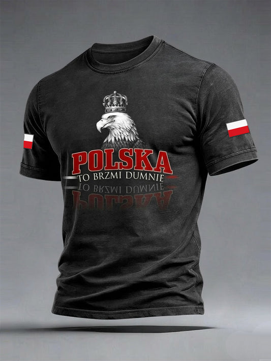 Vintage Polski Orzeł Korona Casual T-Shirt