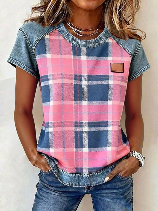 Damski Patchwork z nadrukiem w plaid