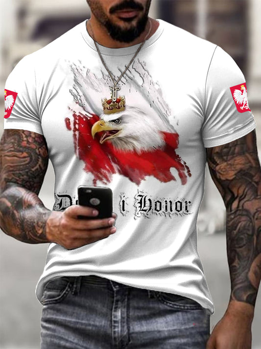 Męskie Retro Polski Orzeł Pride Casual T-Shirt