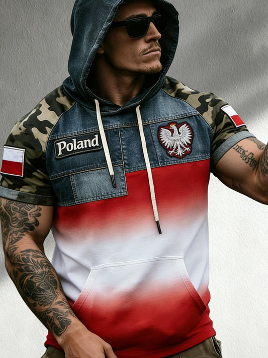 Męski polski kamuflaż w stylu artystycznym Patchwork T-Shirt