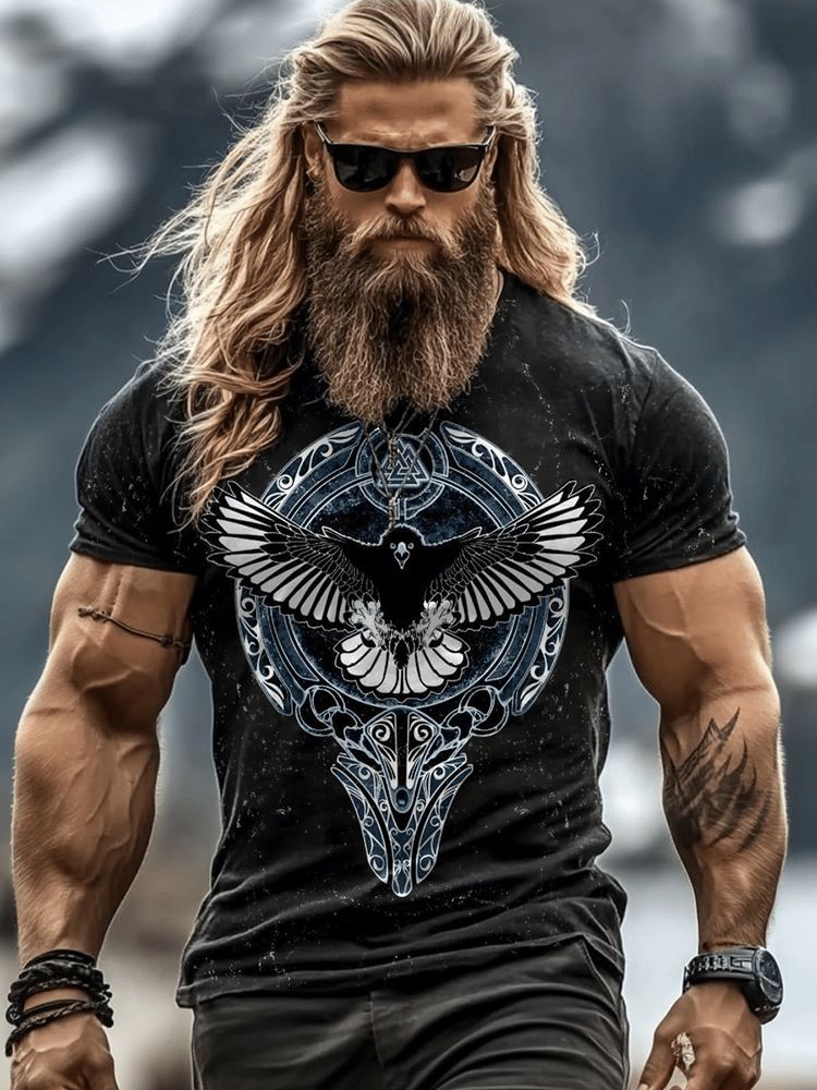 Męski t-shirt z nadrukiem wikingów