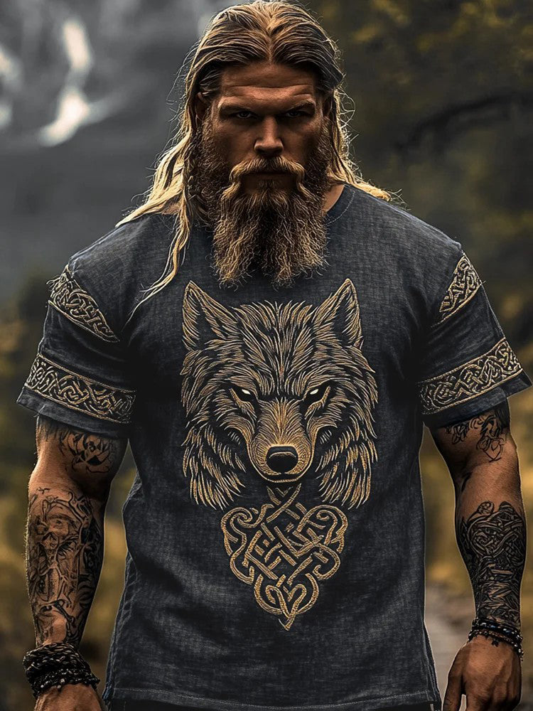 Męski t-shirt z nadrukiem wikingów