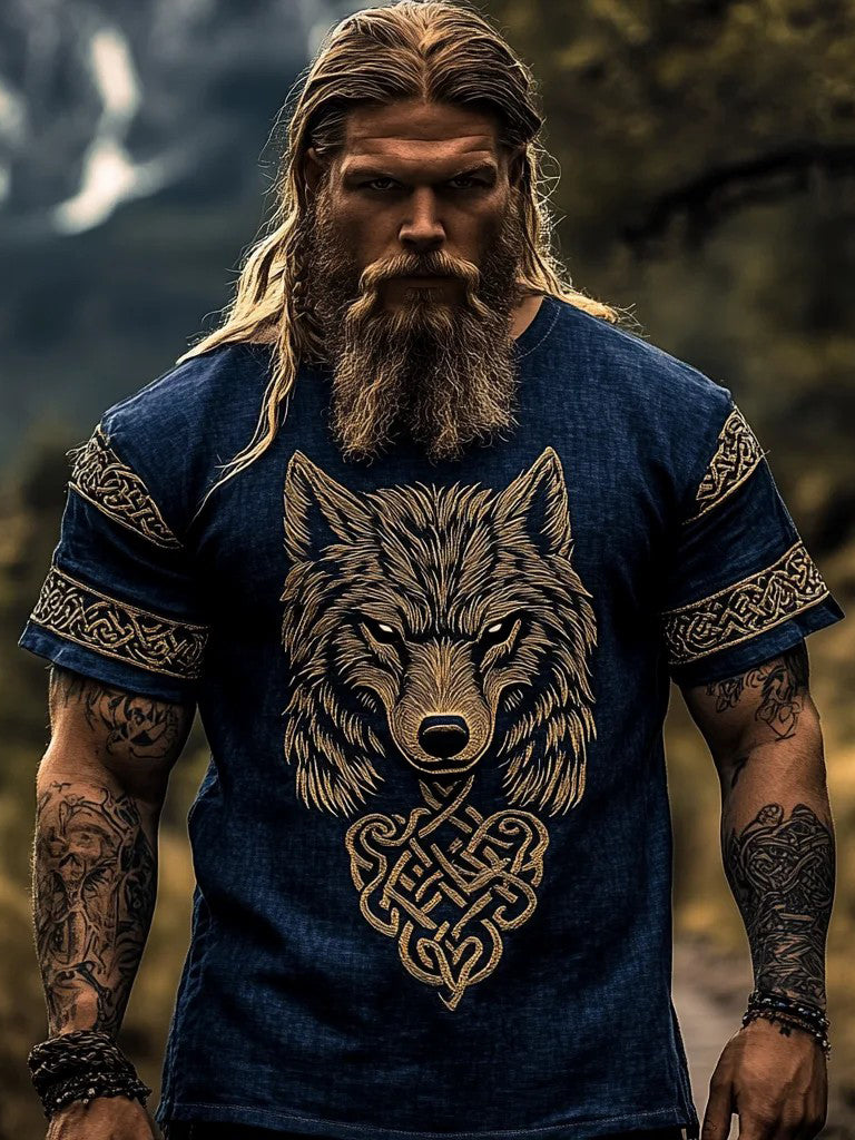 Męski t-shirt z nadrukiem wikingów