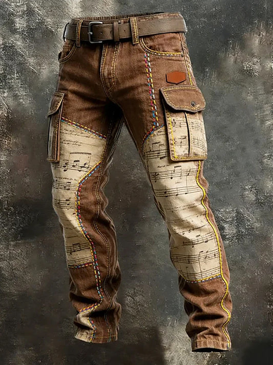 Męskie spodnie robocze w stylu retro, biznesowe, na co dzień