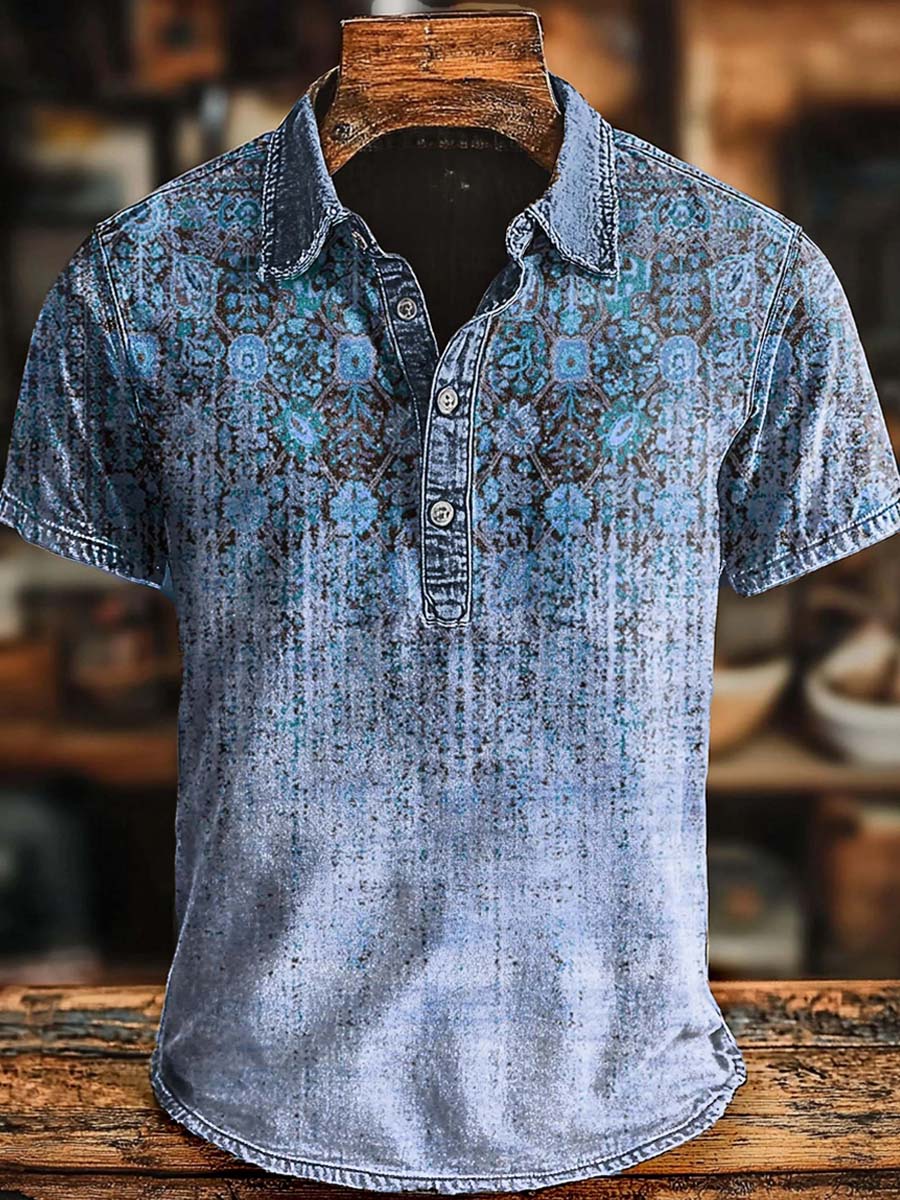 Retro etniczny gradient artystyczny Casaul Krótka koszulka polo SLeeve