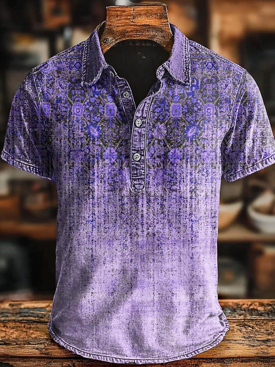Retro etniczny gradient artystyczny Casaul Krótka koszulka polo SLeeve