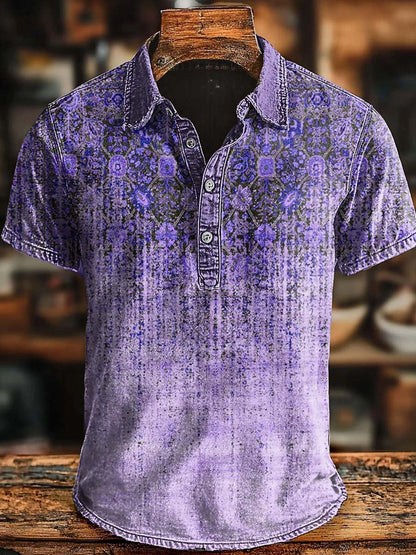 Retro etniczny gradient artystyczny Casaul Krótka koszulka polo SLeeve