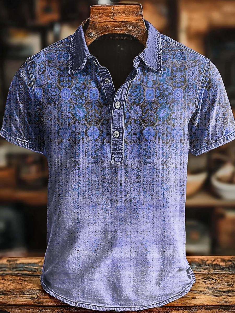 Retro etniczny gradient artystyczny Casaul Krótka koszulka polo SLeeve