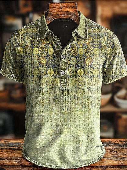 Retro etniczny gradient artystyczny Casaul Krótka koszulka polo SLeeve