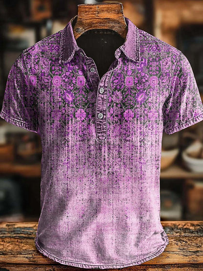 Retro etniczny gradient artystyczny Casaul Krótka koszulka polo SLeeve