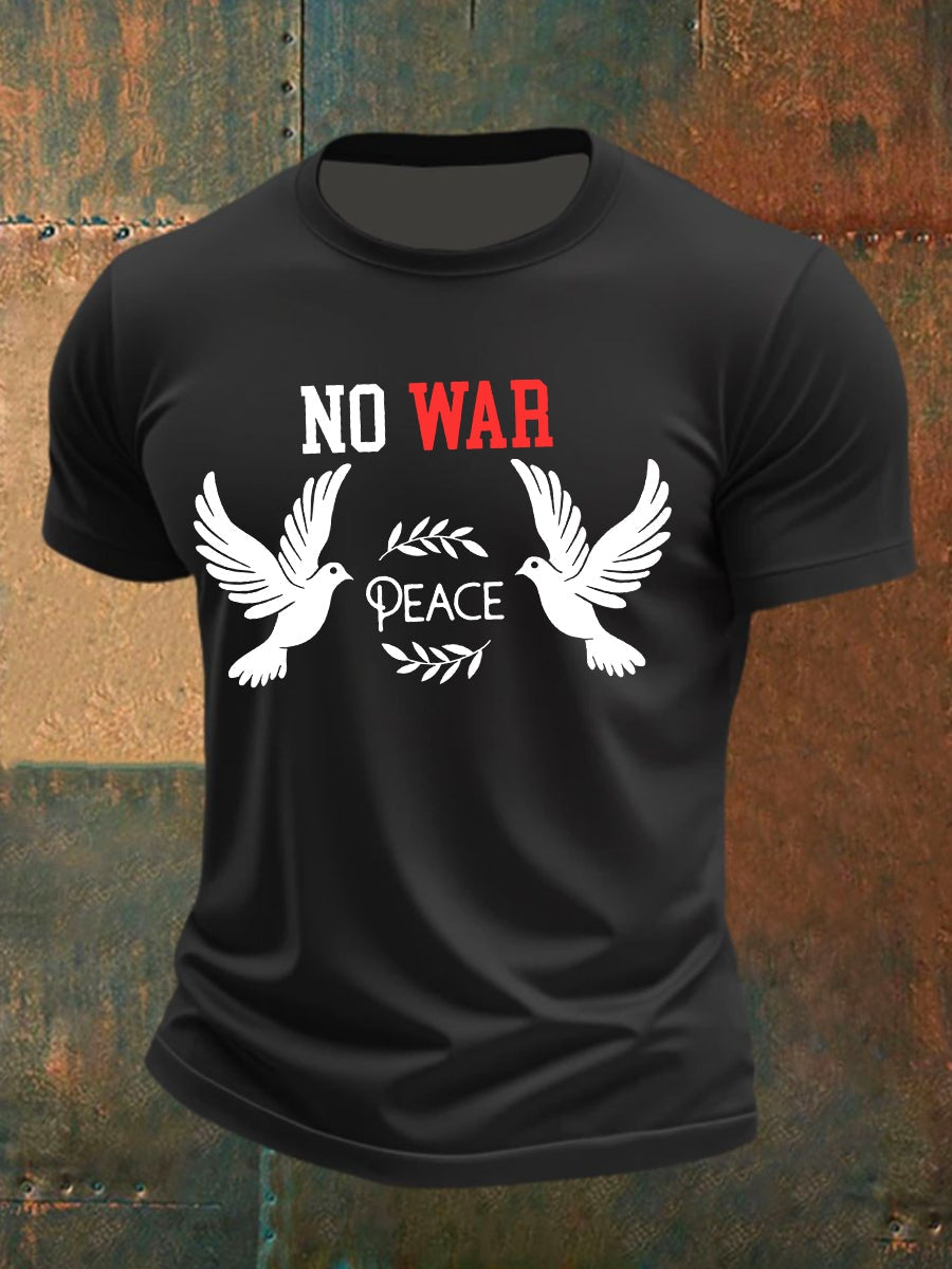 Męska bawełniana koszulka z krótkim rękawem „No War”