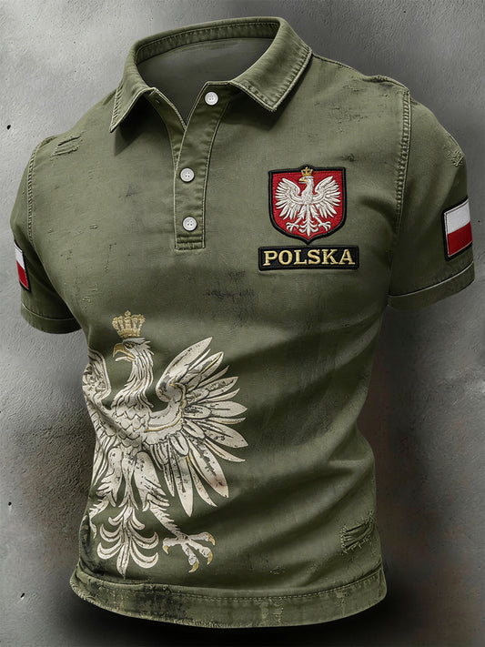 Retro Abstrakcyjny Polski Orzeł Casual Koszulka polo