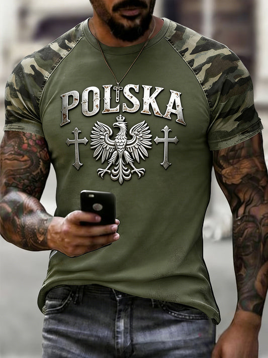 Męskie Retro Polski Orzeł Faith Casual T-Shirt