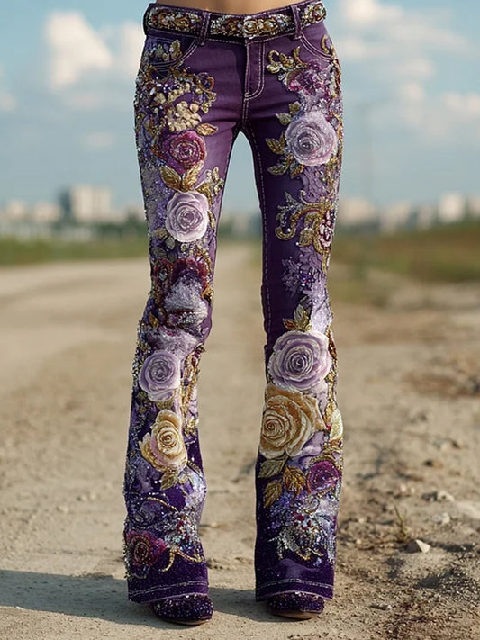Damskie Retro Art-Nadruk Casual i wygodne dżinsy