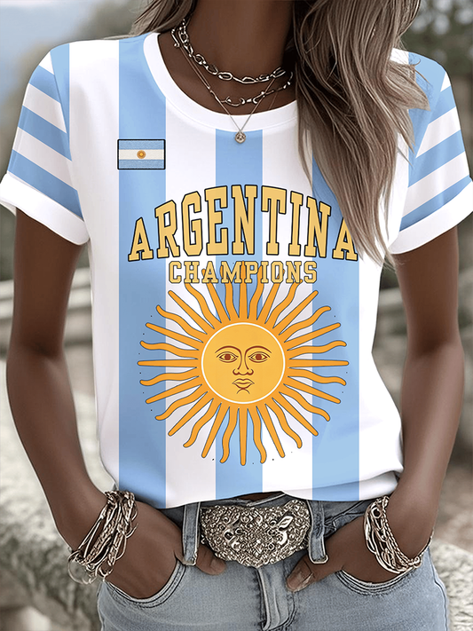 Koszulka damska Argentina Champions z krótkim rękawem