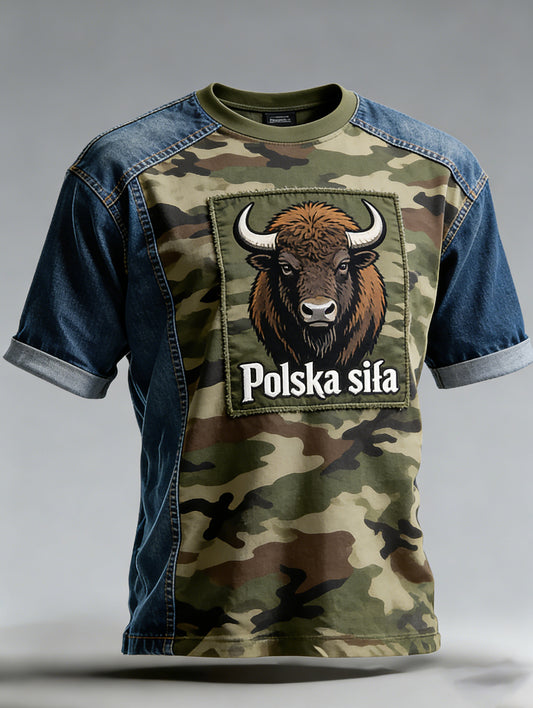Męski polski kamuflaż w stylu wojskowym Art Print T-Shirt