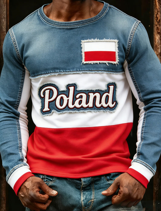 Męski t-shirt z artystycznym nadrukiem wycinanki papierowej przedstawiającej koguta