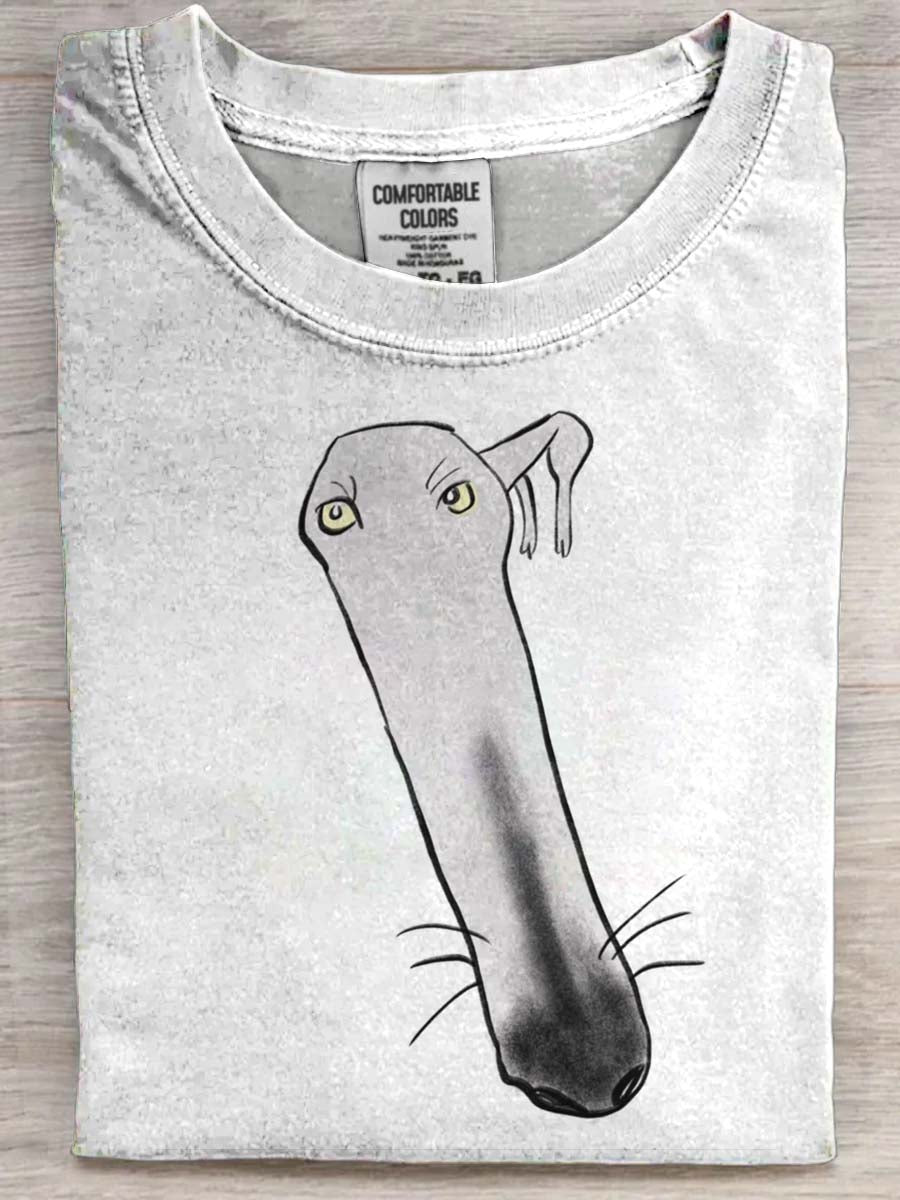 Funny Dog Print Casual Koszulka z krótkim rękawem