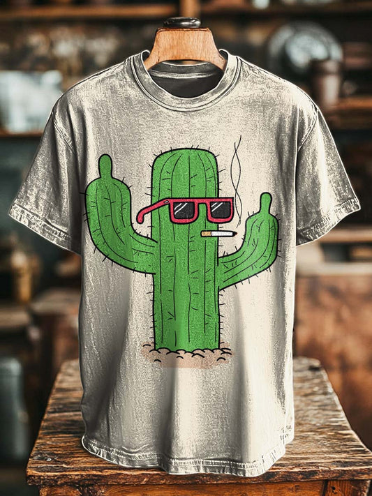 Zabawna koszulka z krótkim rękawem Cactus Print Casual