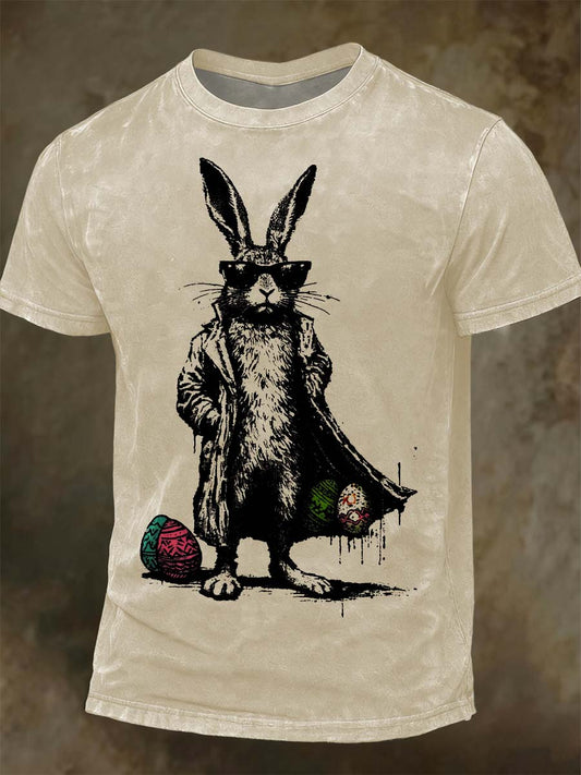 Easter Bunny Print Casual Koszulka z krótkim rękawem