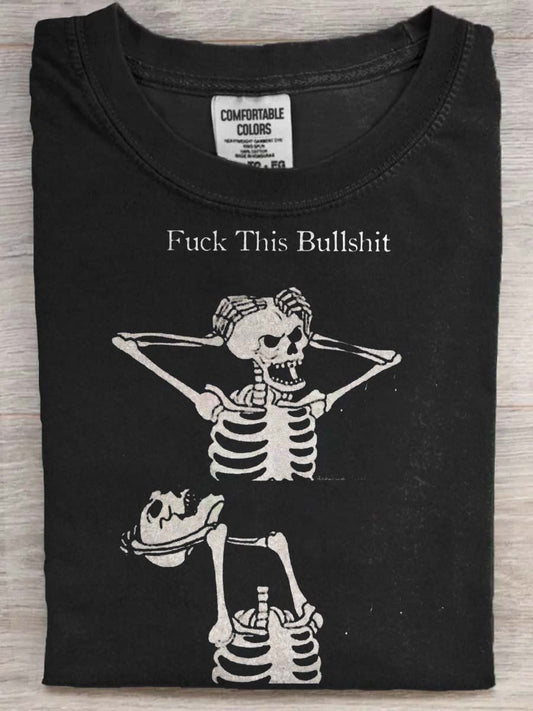 Crashing Skull Print Casual Koszulka z krótkim rękawem