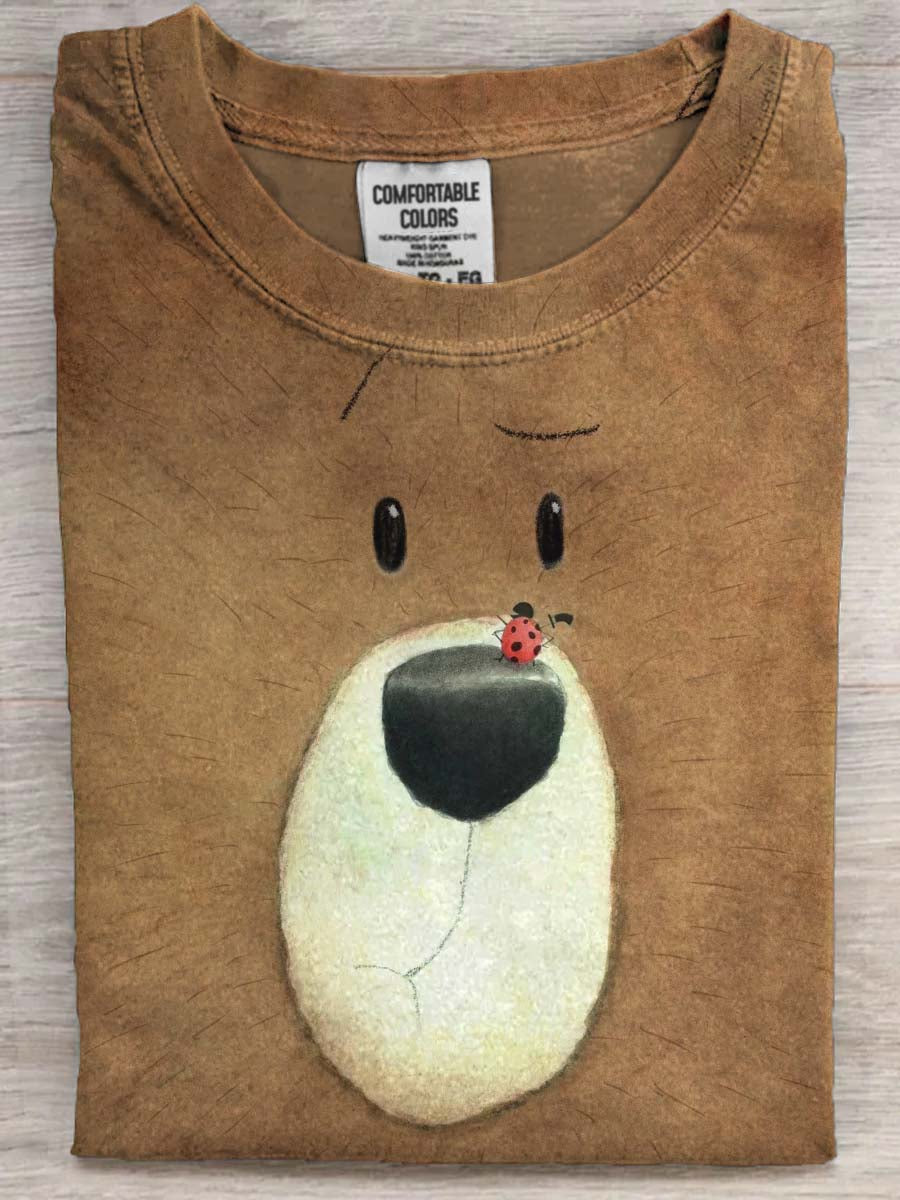 Niedźwiedź i biedronka Print Casual Koszulka z krótkim rękawem
