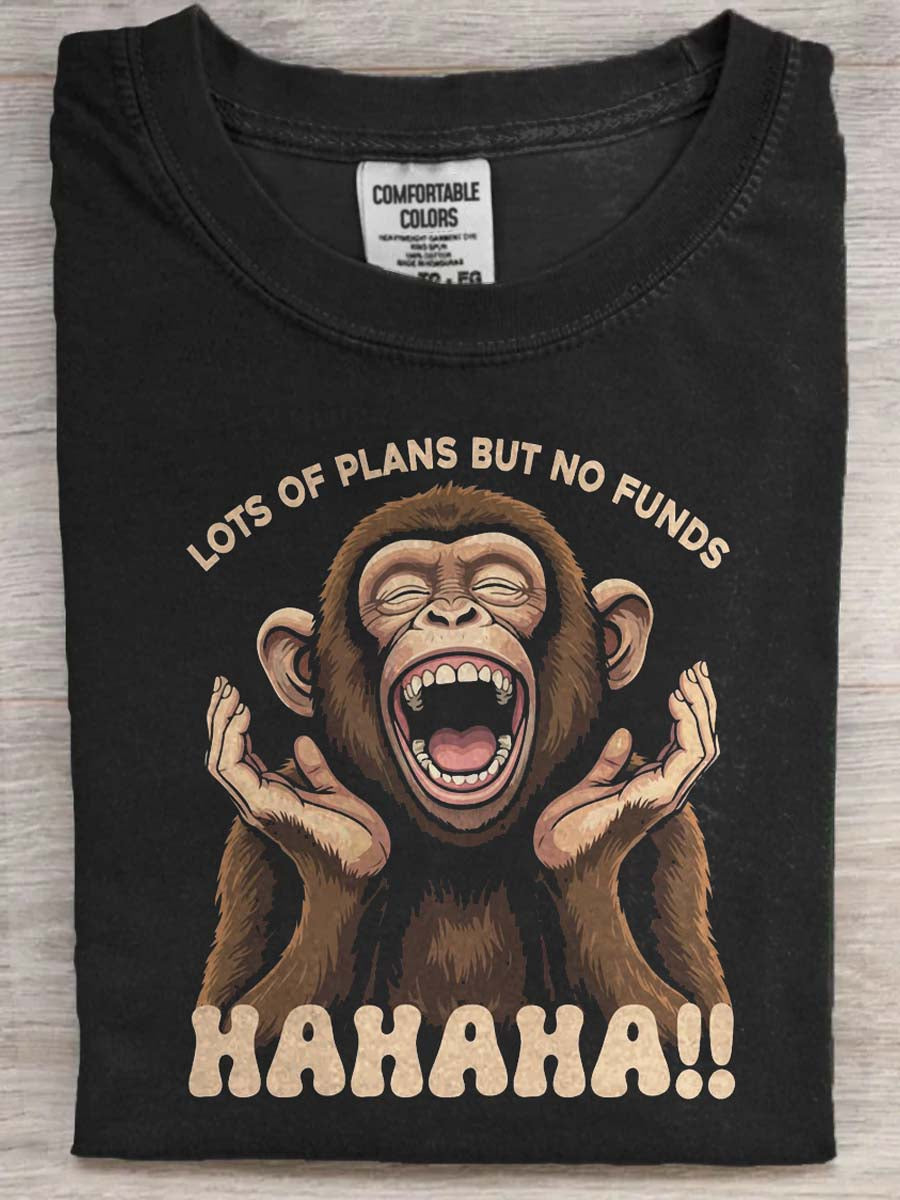 Funny Gorilla Print Casual Koszulka z krótkim rękawem