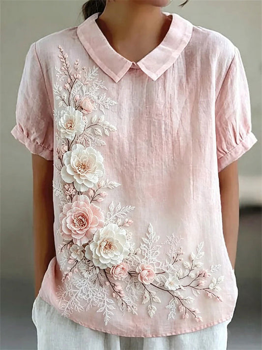 Damska koszulka z nadrukiem kwiatowym w stylu casual