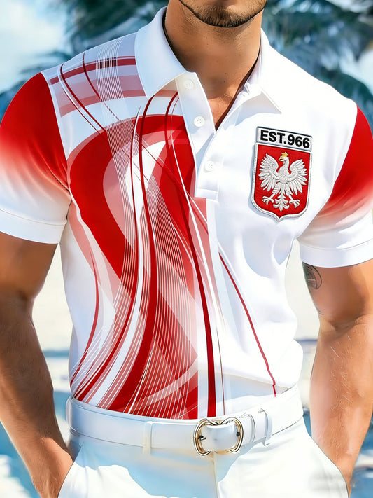 Męska koszulka polo z kamuflażem z kolorem flagi polskiej