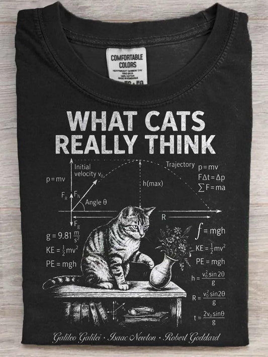 Koszulka z krótkim rękawem Cat Physics Genius Print Casual