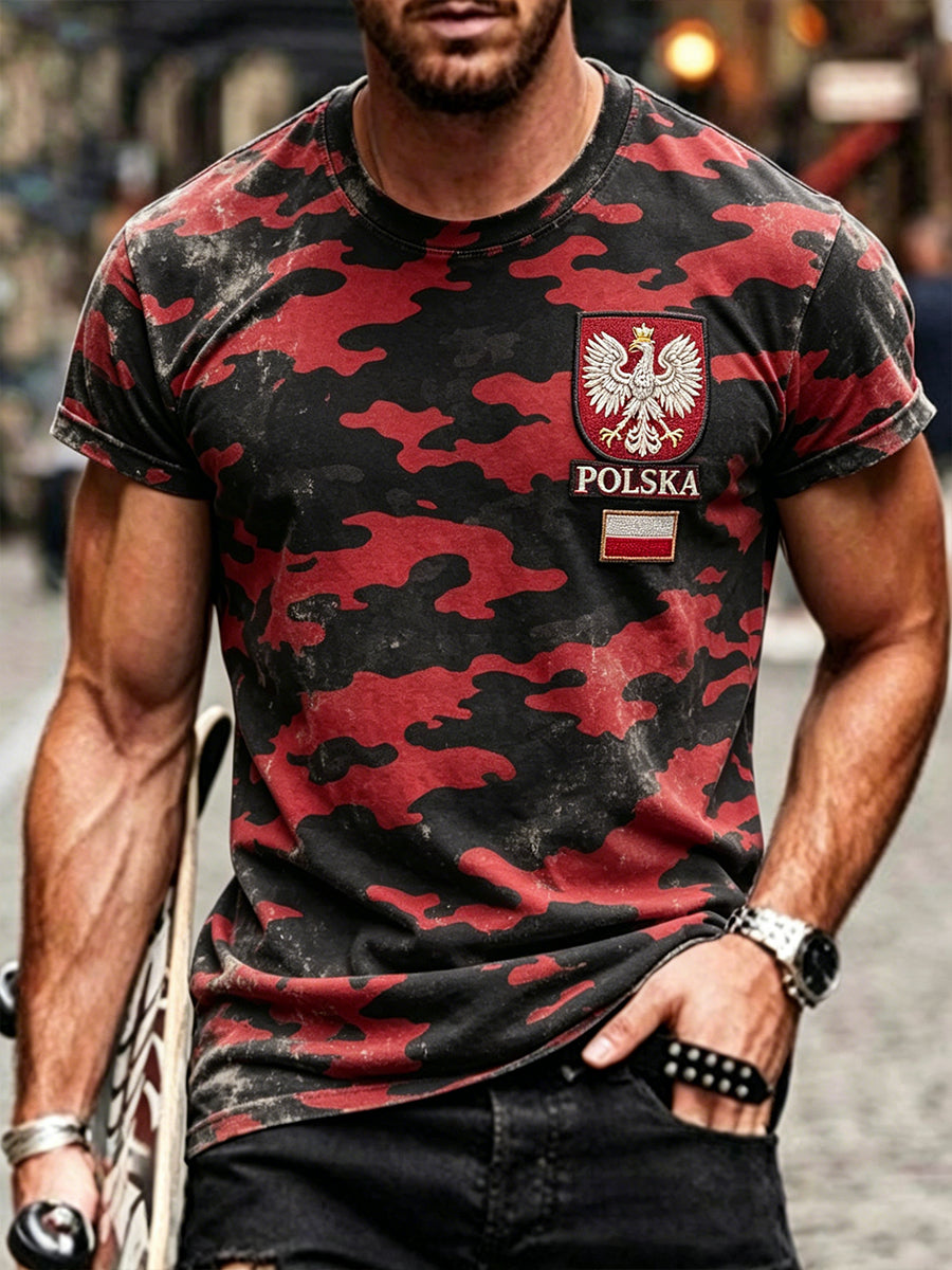 Męska artystyczna koszulka z nadrukiem orła w trudnej sytuacji