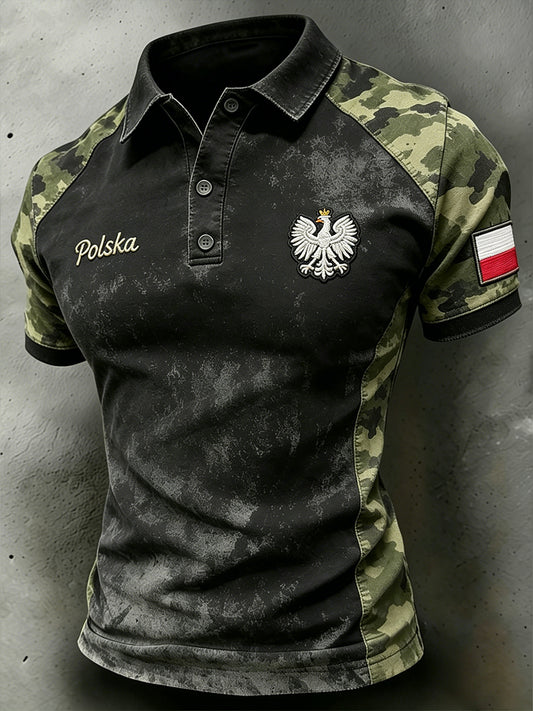 Damska koszulka kamuflażu w trudnej sytuacji z artystycznym nadrukiem orła