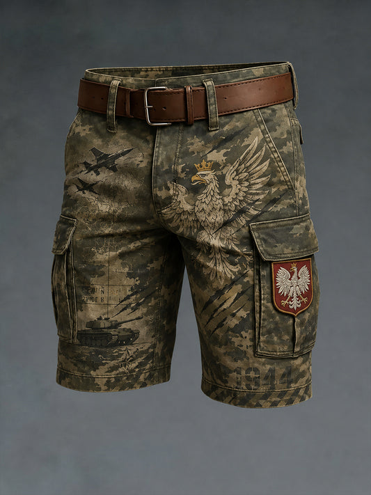 Męskie szorty cargo w stylu vintage z nadrukiem moro