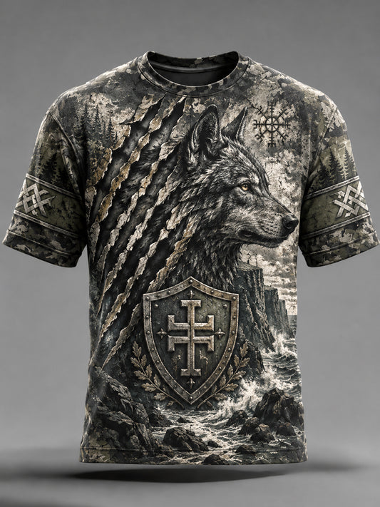 Męski t-shirt z krótkim rękawem i artystycznym nadrukiem przedstawiającym polską przyrodę