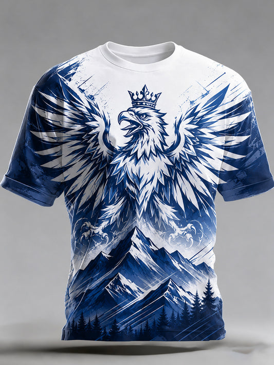Męski t-shirt z krótkim rękawem i artystycznym nadrukiem przedstawiającym polską przyrodę