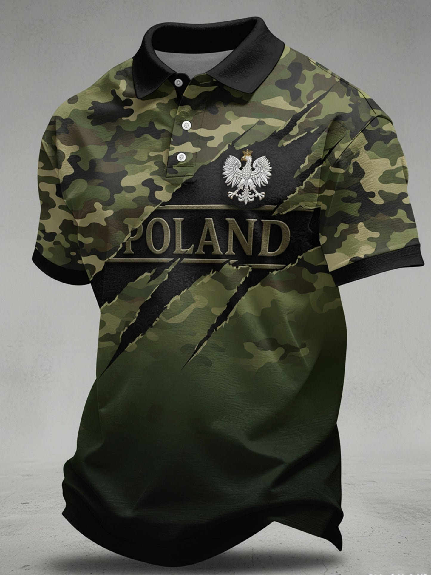 Męski polski kamuflaż-styl artystyczny nadruk polo