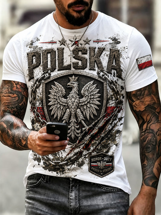 Męski koszulka z krótkim rękawem w stylu retro z nadrukiem moro