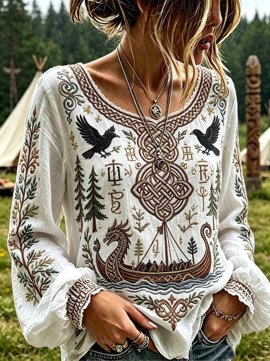 Moda damska T-Shirt z nadrukiem Viking