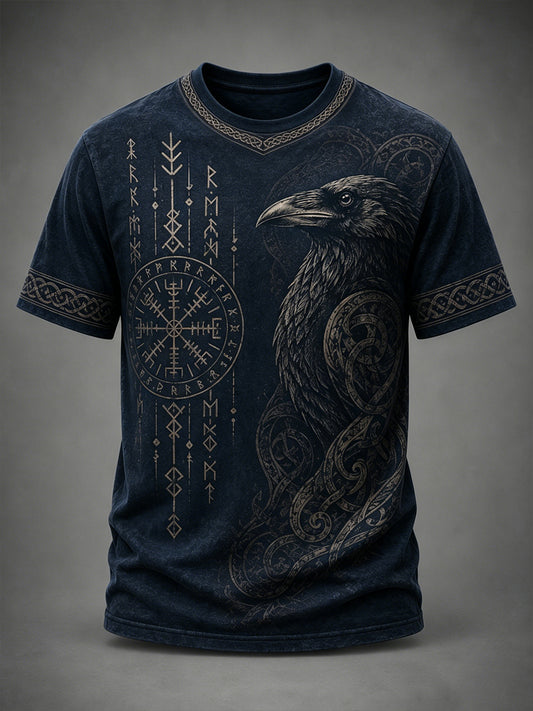 Męska koszulka z krótkim rękawem Retro Viking Element Print
