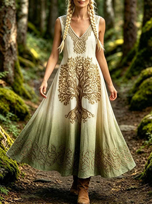 Moda damska Viking Tree of Life Print Sukienka