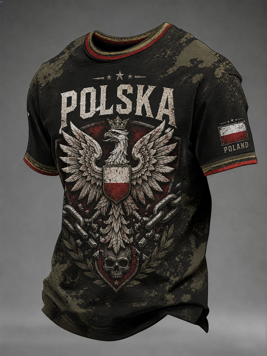 Retro polski kamuflaż Art Print Casual T-Shirt