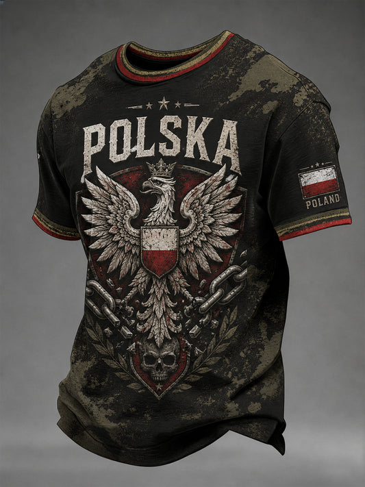 Retro polski kamuflaż Art Print Casual T-Shirt
