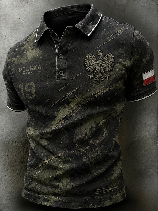 Retro polski sztandar moro Koszulka polo w stylu casual