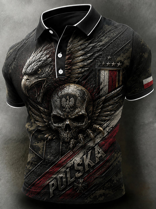 Retro polski sztandar moro Koszulka polo w stylu casual