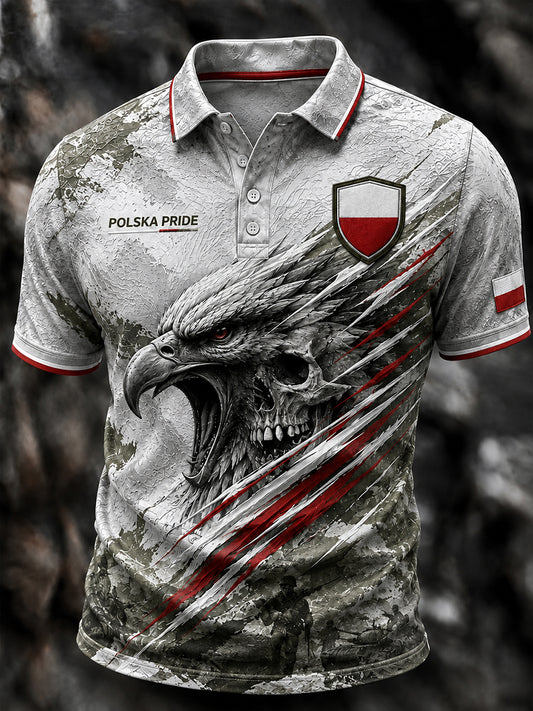Retro polski sztandar moro Koszulka polo w stylu casual