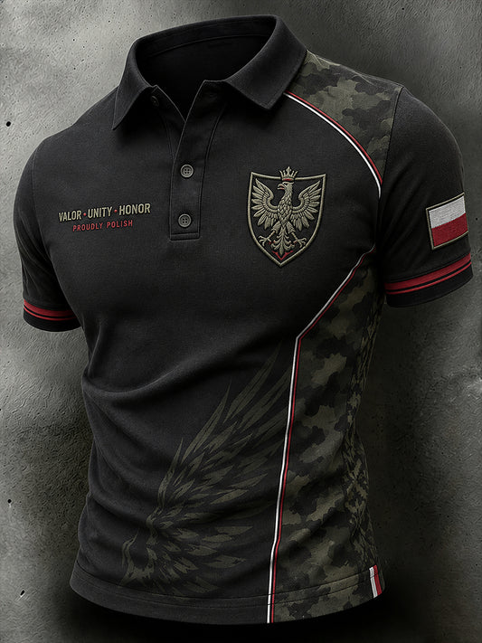 Męska koszulka polo z krótkim rękawem w kamuflażu Eagle Print