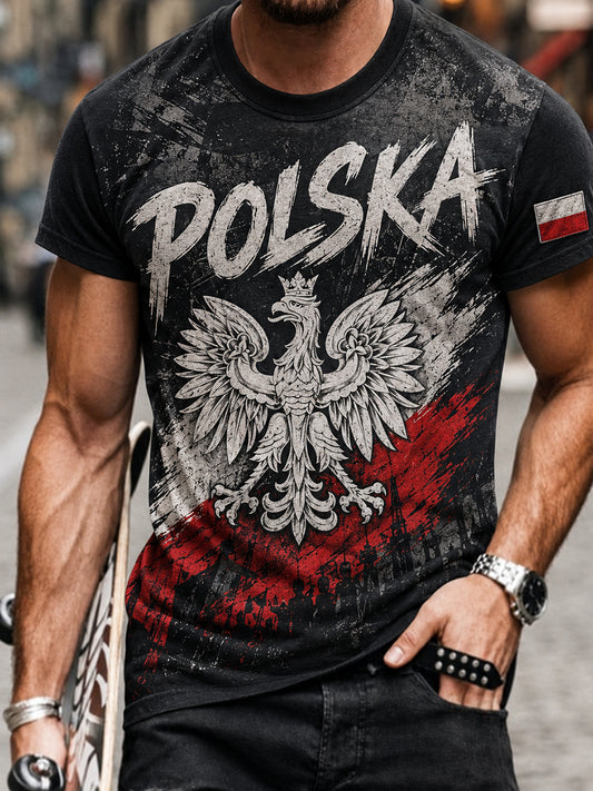 Męska koszulka z krótkim rękawem w trudnej sytuacji Eagle Print